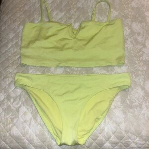 Aerie Neon Green/Yellow Bandeau Bikini